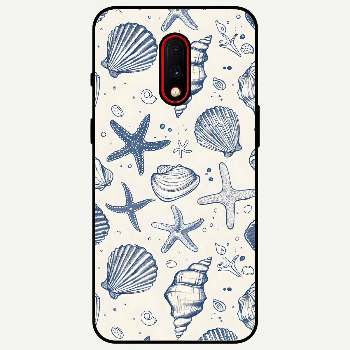  Blue Ocean Outline Glass Case For OnePlus 7 back cover – full design glossy printed glass finish