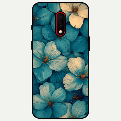  Blue Shade Floral Glass Case For OnePlus 7 back cover – full design glossy printed glass finish