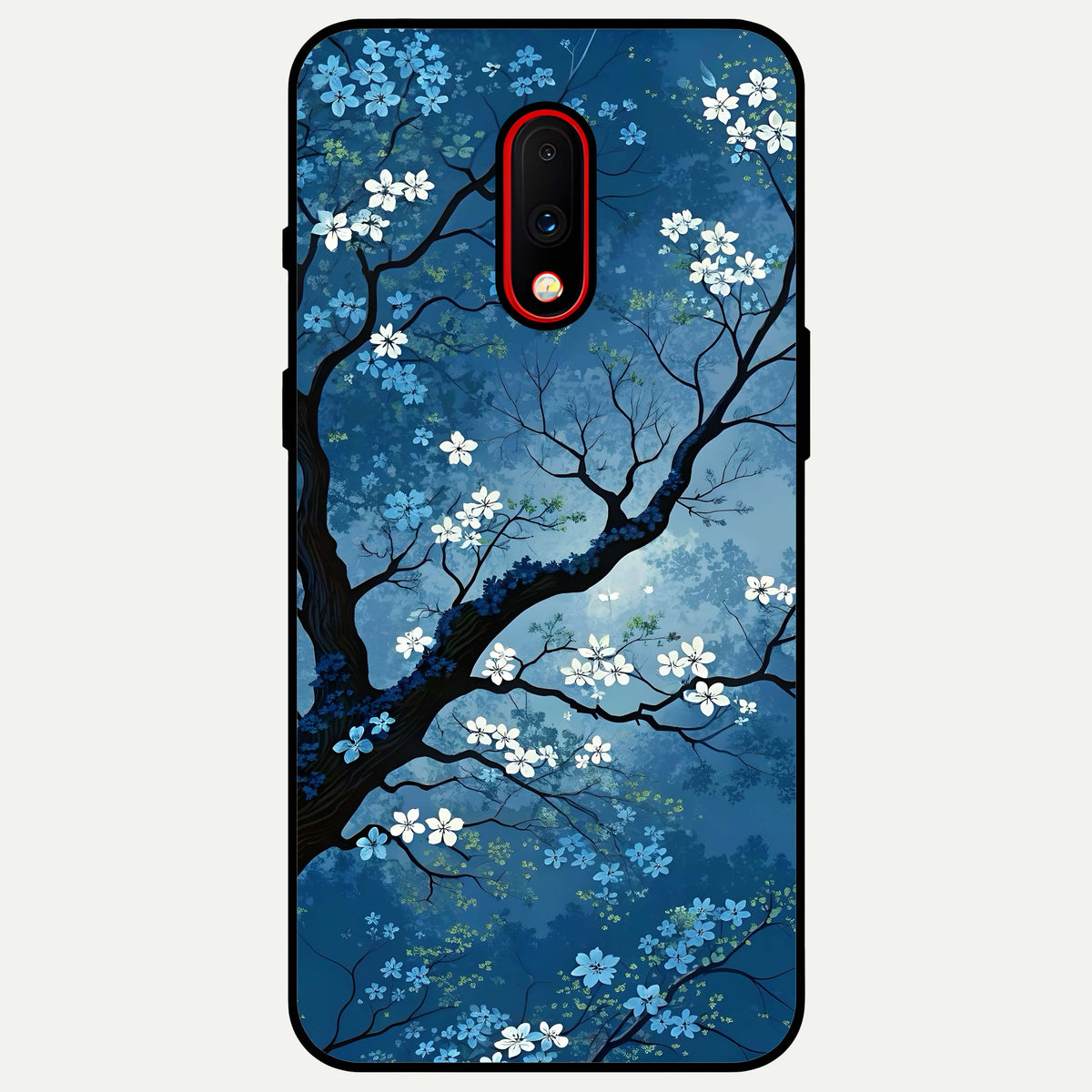  Blue Tree Serenity Glass Case For OnePlus 7 back cover – full design glossy printed glass finish