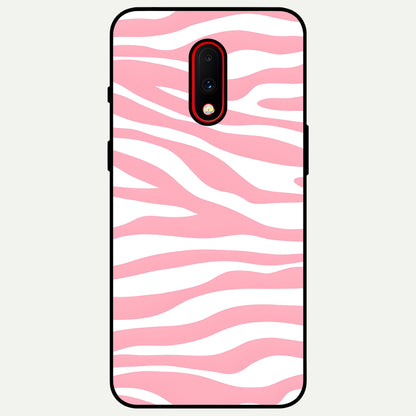  Blush Zebra Flow Glass Case For OnePlus 7 back cover – full design glossy printed glass finish