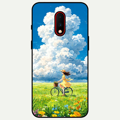  Breezy Meadow Ride Glass Case For OnePlus 7 back cover – full design glossy printed glass finish