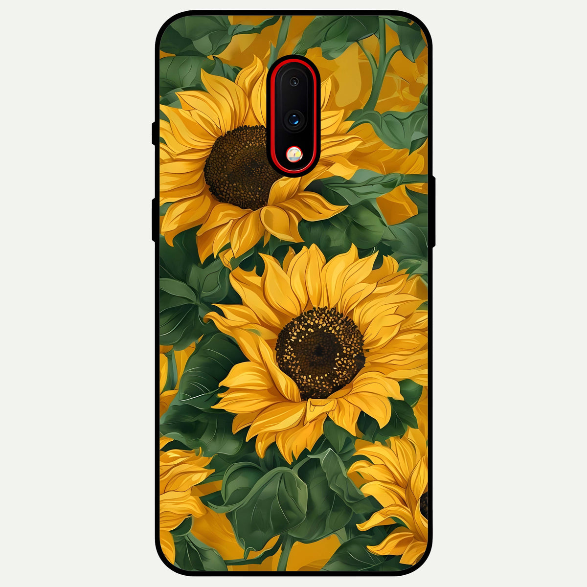  Bright Sunflower Bloom Glass Case For OnePlus 7 back cover – full design glossy printed glass finish