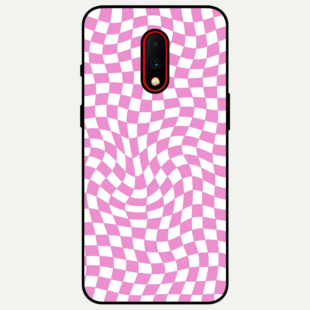  Bubblegum Check Wave Glass Case For OnePlus 7 back cover – full design glossy printed glass finish