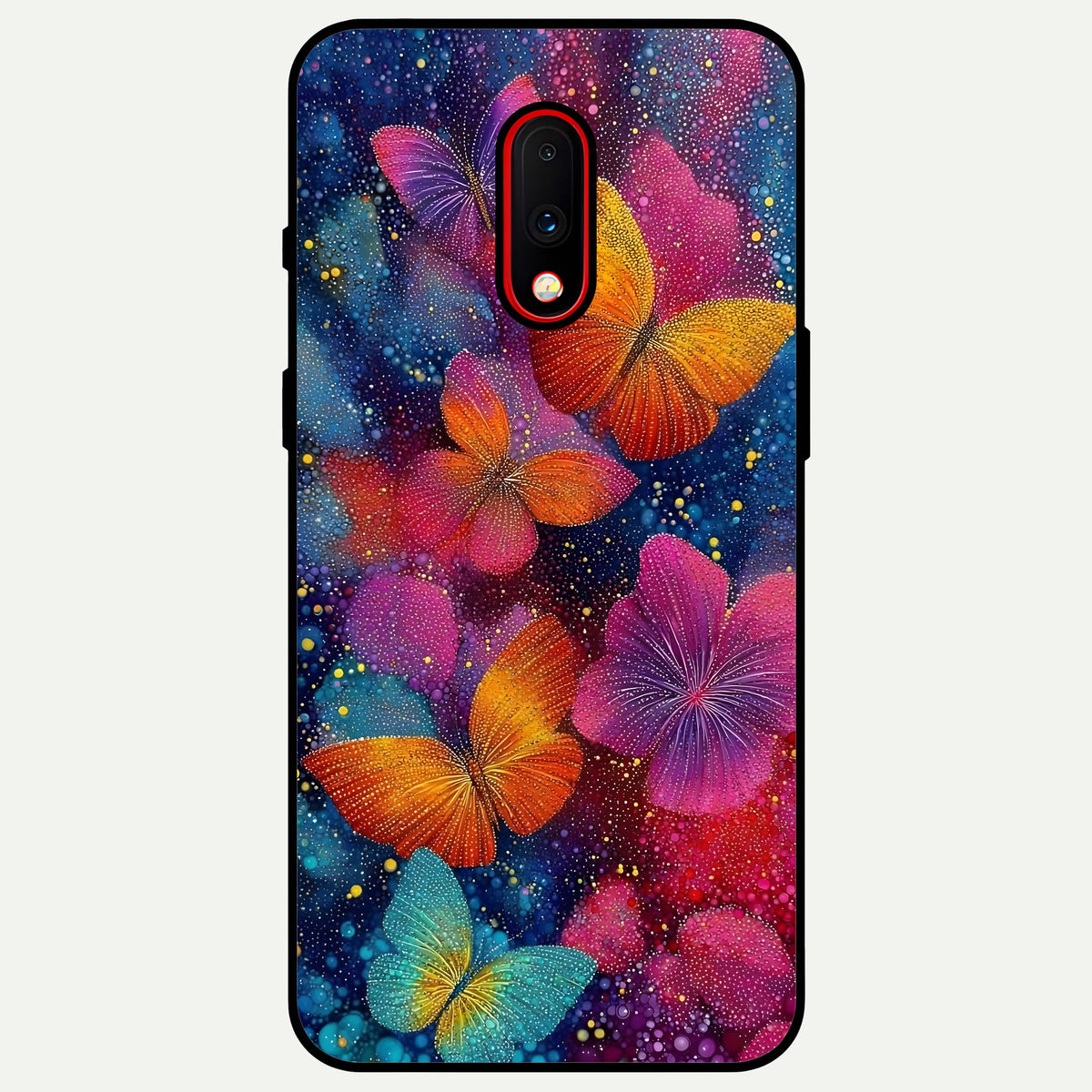  Butterfly Dream Mist Glass Case For OnePlus 7 back cover – full design glossy printed glass finish