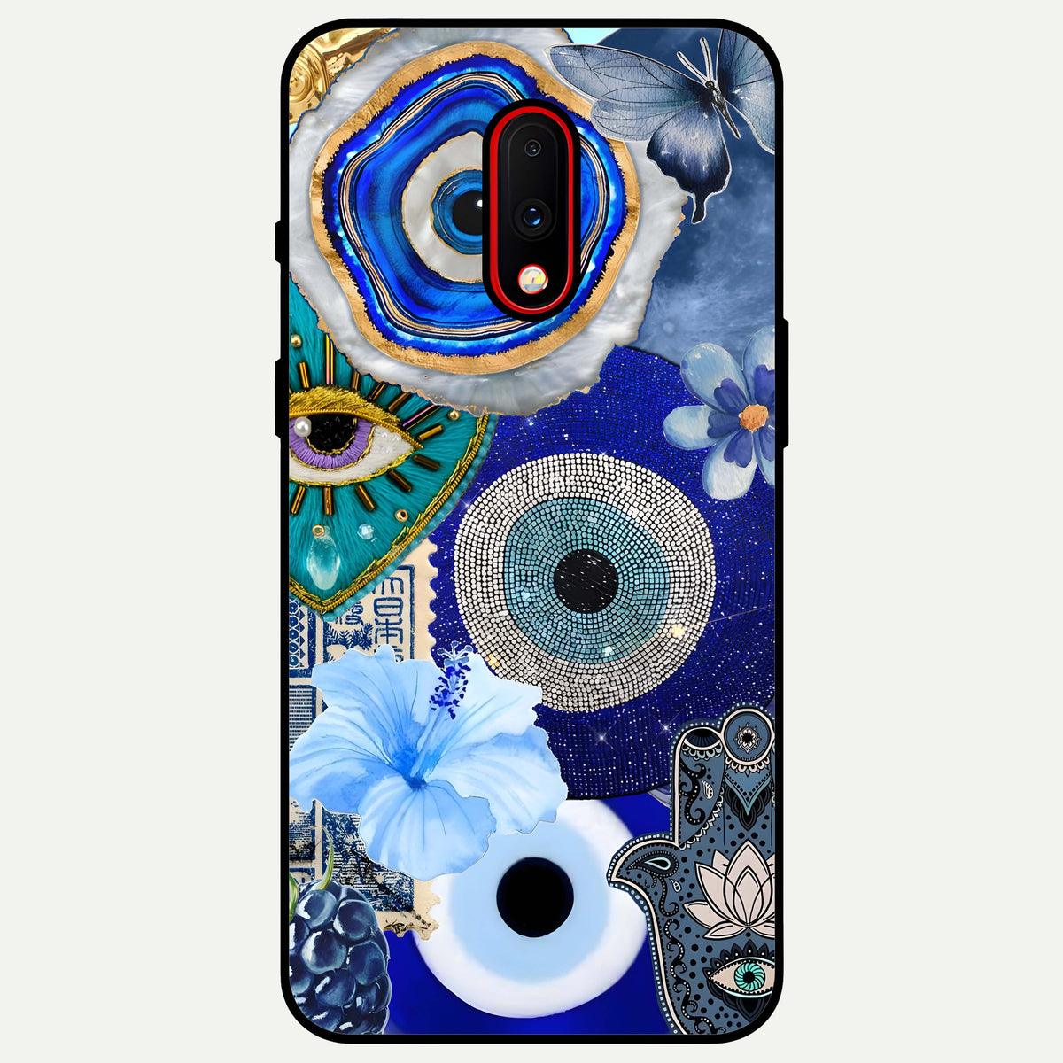  Celestial Blue Vision Glass Case For OnePlus 7 back cover – full design glossy printed glass finish