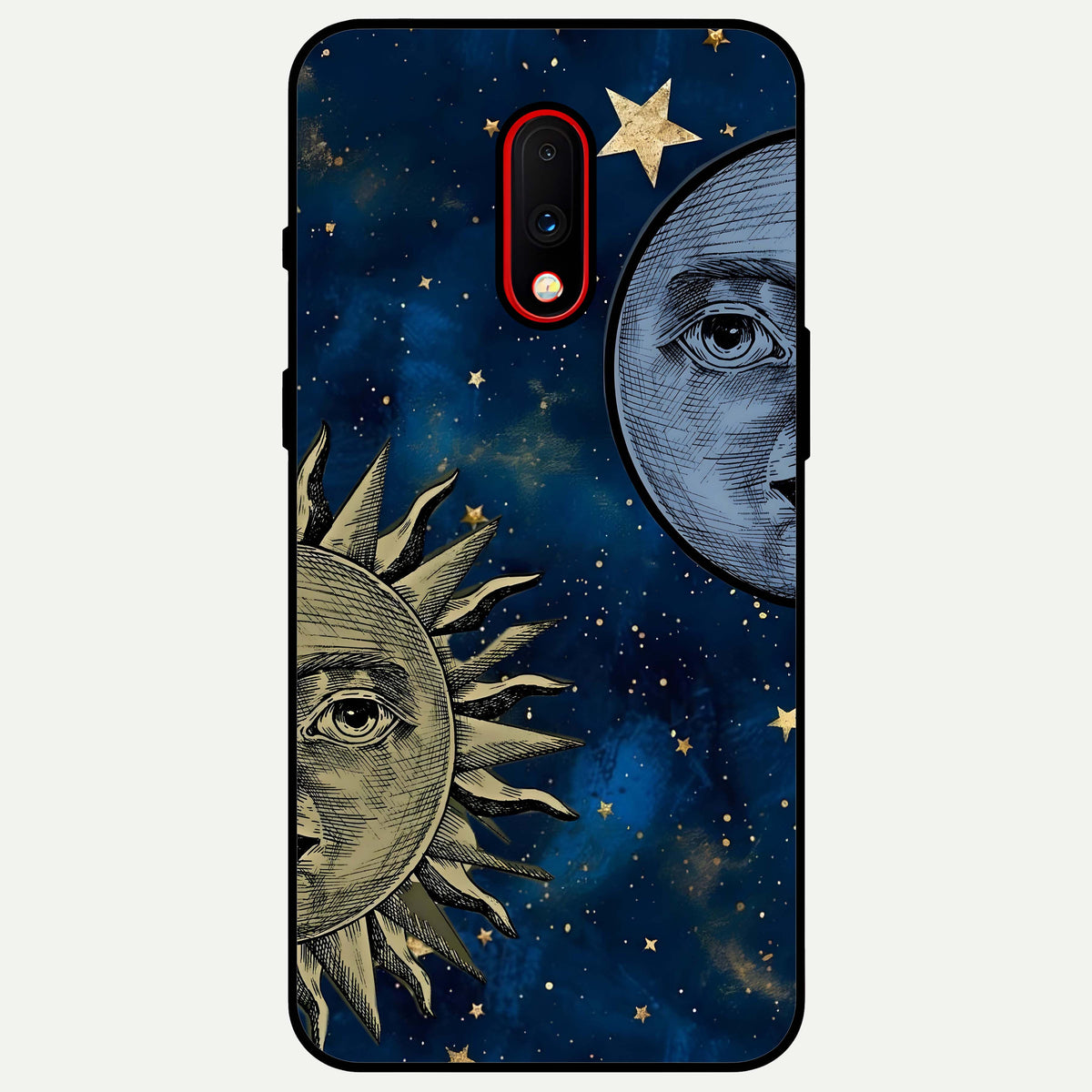  Celestial Moon With Sun Glass Case For OnePlus 7 back cover – full design glossy printed glass finish