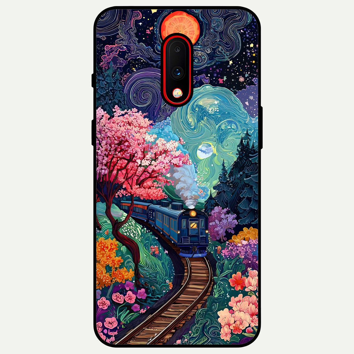  Celestial Train Journey Glass Case For OnePlus 7 back cover – full design glossy printed glass finish