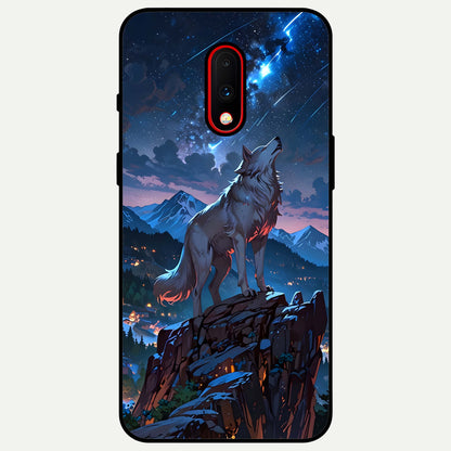  Celestial Wolf Howl Glass Case For OnePlus 7 back cover – full design glossy printed glass finish