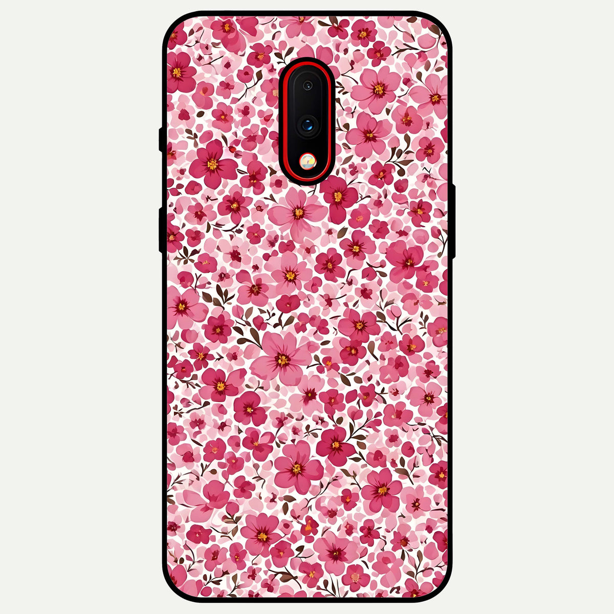  Cherry Blossom Charm Glass Case For OnePlus 7 back cover – full design glossy printed glass finish