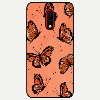  Coral Wing Butterfly Glass Case For OnePlus 7 back cover – full design glossy printed glass finish