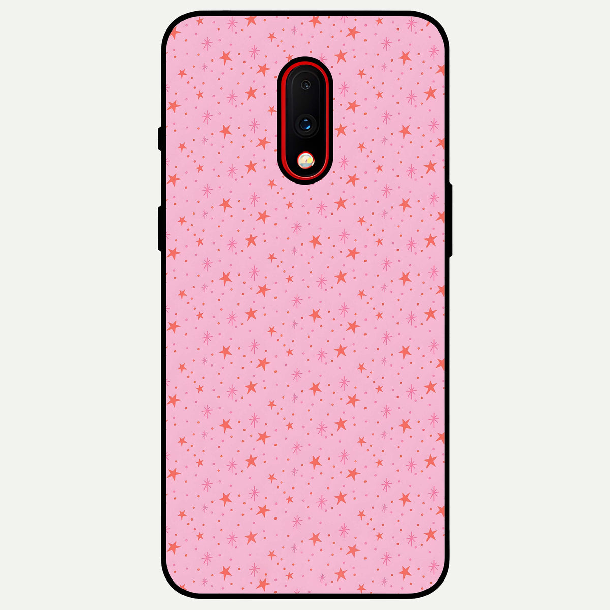  Cosmic Pink Sparkle Glass Case For OnePlus 7 back cover – full design glossy printed glass finish