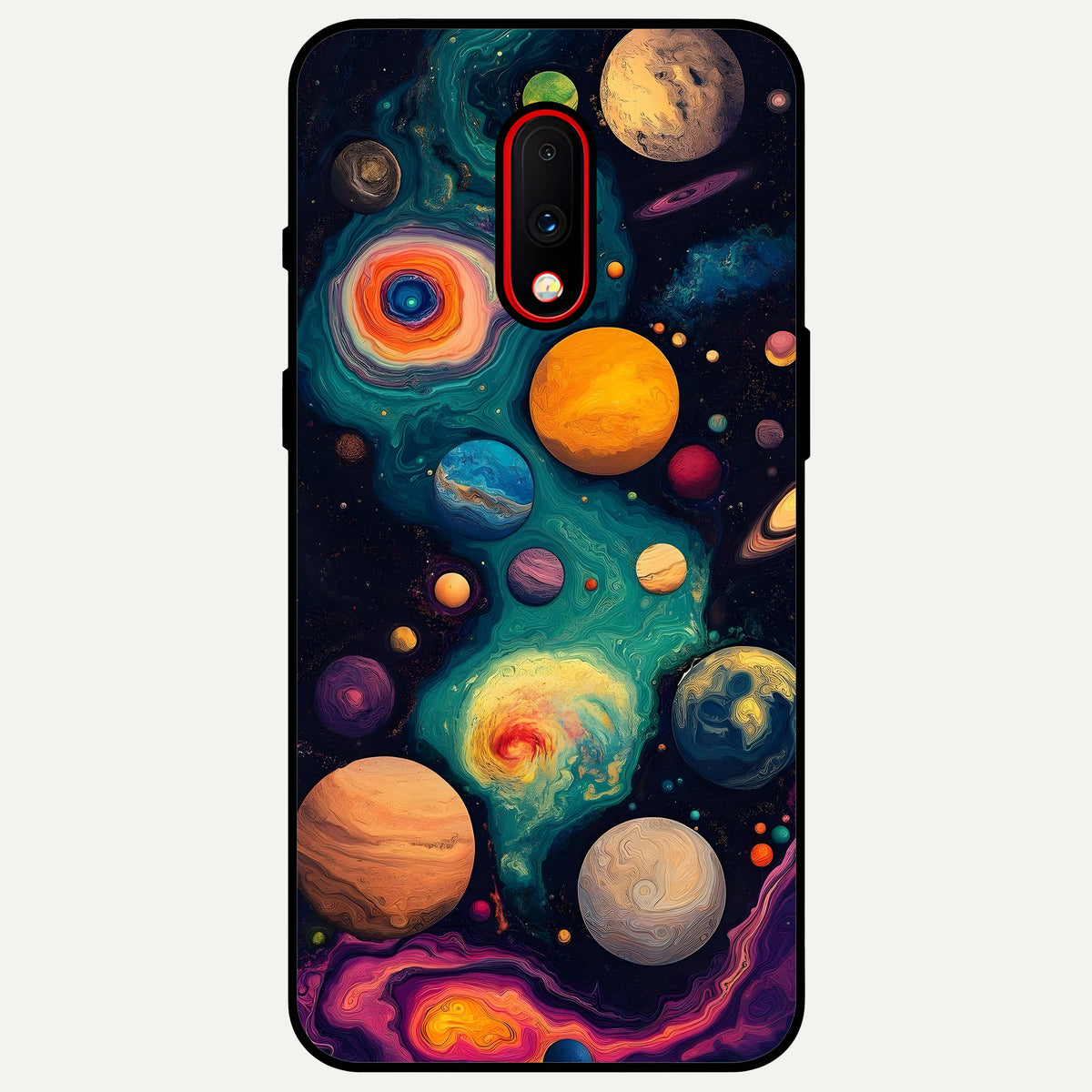  Cosmic Planet Journey Glass Case For OnePlus 7 back cover – full design glossy printed glass finish