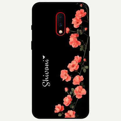  Crimson Bloom Grace Custom Name Glass Case For OnePlus 7 back cover – full design glossy printed glass finish