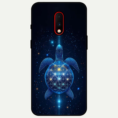  Crimson Blue Turtle Glass Case For OnePlus 7 back cover – full design glossy printed glass finish