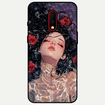  Crimson Rose Serenity Glass Case For OnePlus 7 back cover – full design glossy printed glass finish
