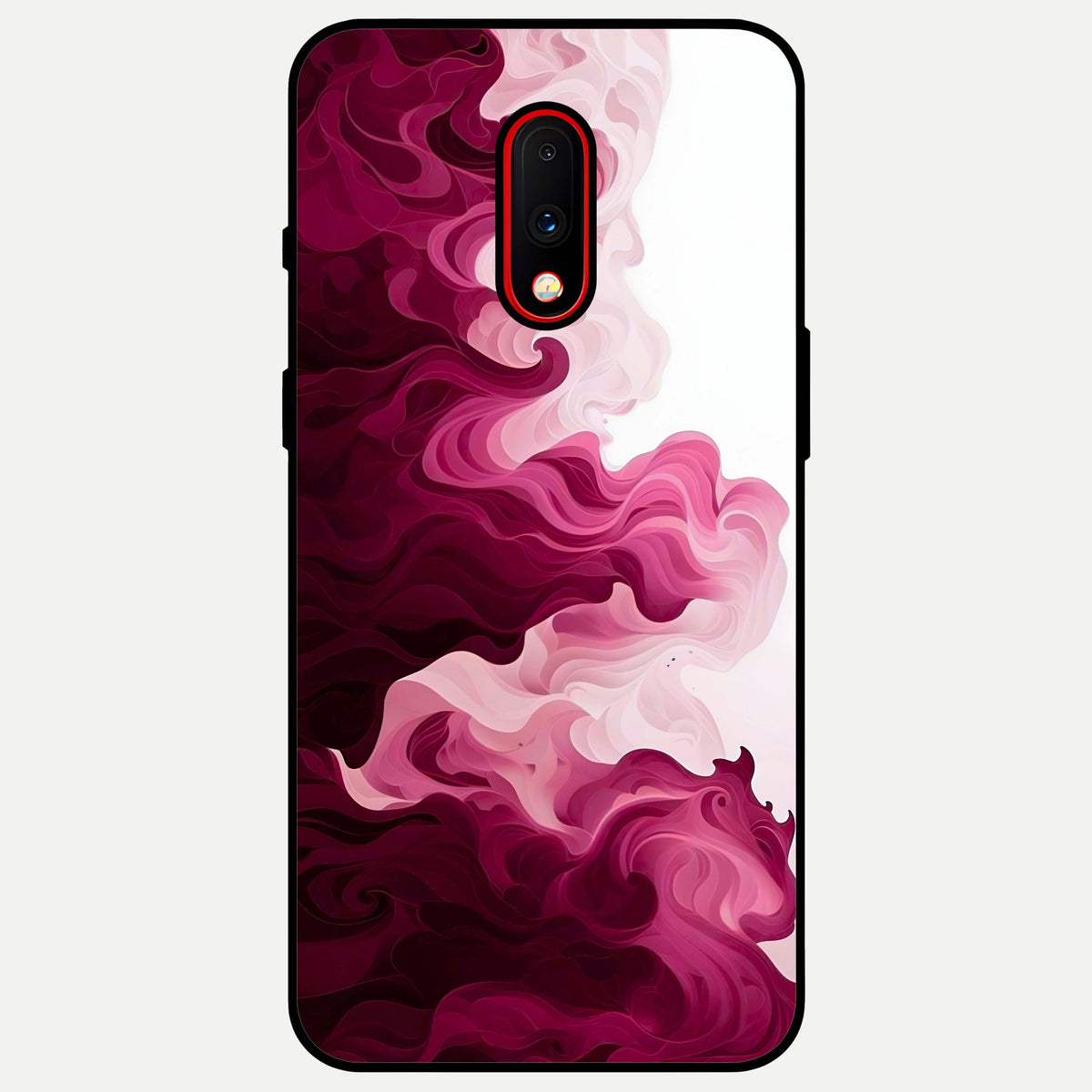  Crimson Wave Flow Glass Case For OnePlus 7 back cover – full design glossy printed glass finish