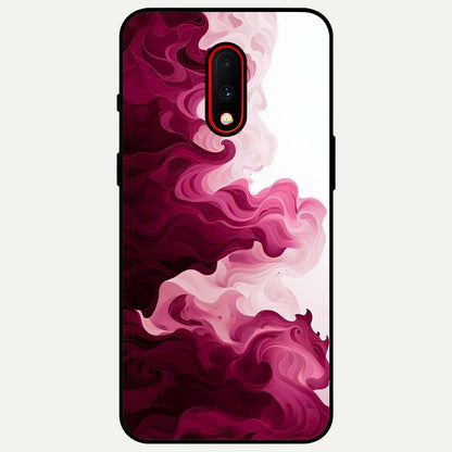  Crimson Wave Flow Glass Case For OnePlus 7 back cover – full design glossy printed glass finish