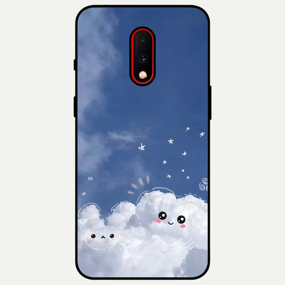 Cute Blossom Cloud Glass Case For OnePlus 7 back cover – full design glossy printed glass finish