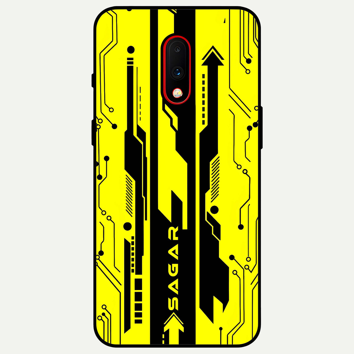  Electric Pulse CYBERPUNK Custom Name Glass Case For OnePlus 7 back cover – full design glossy printed glass finish