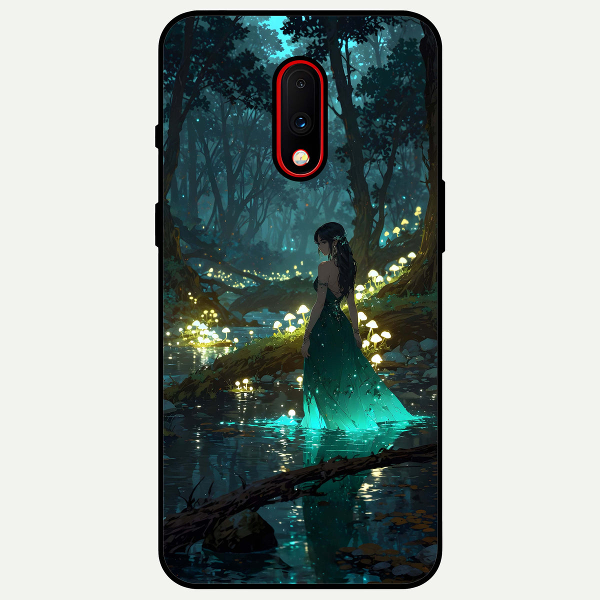  Enchanted Forest Glow Glass Case For OnePlus 7 back cover – full design glossy printed glass finish