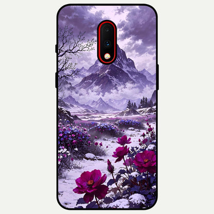  Flower Mountain View Glass Case For OnePlus 7 back cover – full design glossy printed glass finish