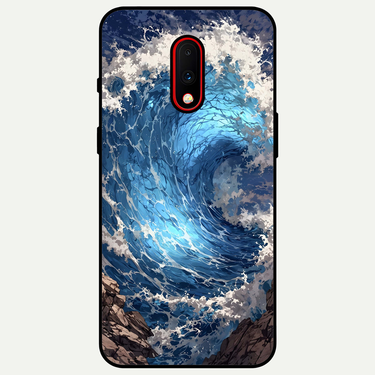  Giant Ocean Wave Glass Case For OnePlus 7 back cover – full design glossy printed glass finish