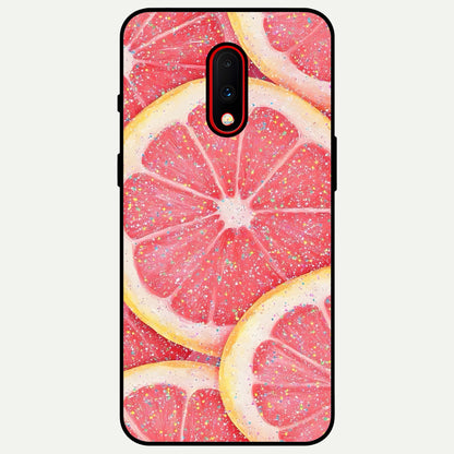  Glitter Grapefruit Glass Case For OnePlus 7 back cover – full design glossy printed glass finish