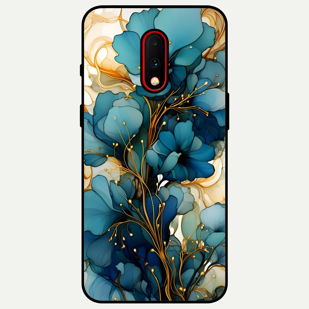  Golden Bloom Symphony Glass Case For OnePlus 7 back cover – full design glossy printed glass finish