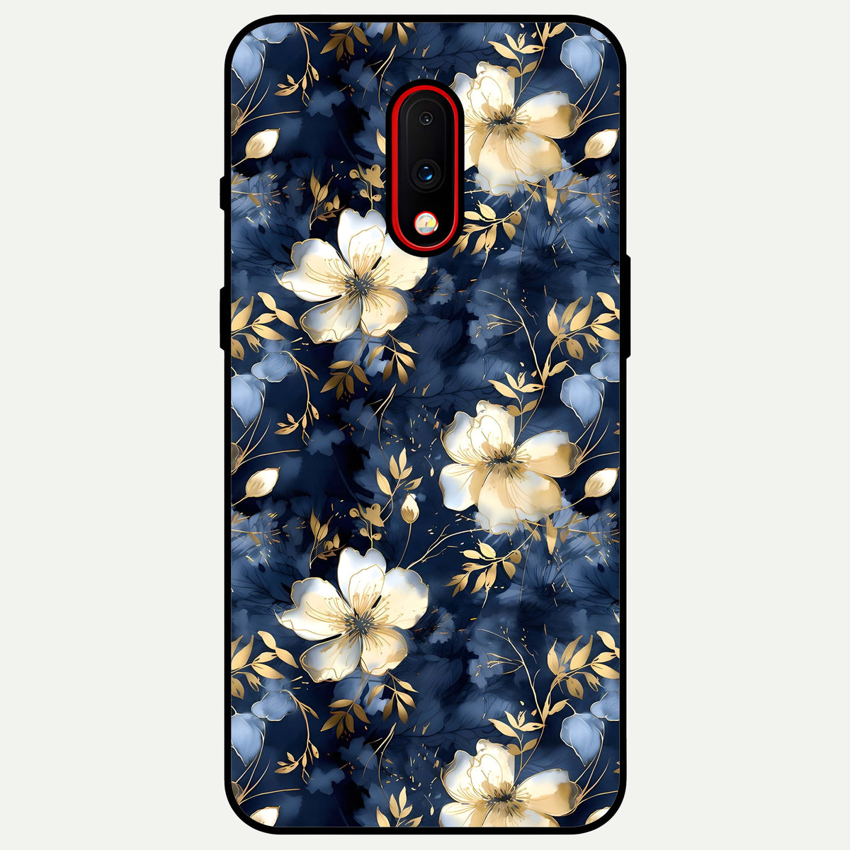  Golden Midnight Bloom Glass Case For OnePlus 7 back cover – full design glossy printed glass finish
