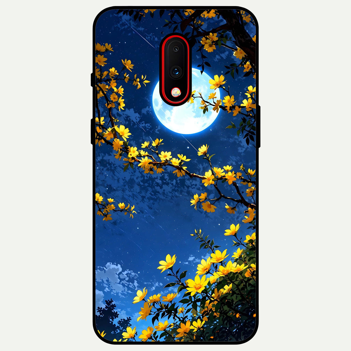  Golden Night Glow Glass Case For OnePlus 7 back cover – full design glossy printed glass finish