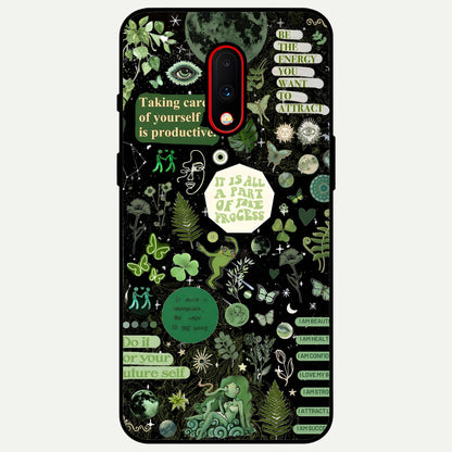  Green Mandala Pattern Glass Case For OnePlus 7 back cover – full design glossy printed glass finish