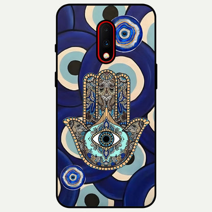  Hamsa Divine Guard Glass Case For OnePlus 7 back cover – full design glossy printed glass finish