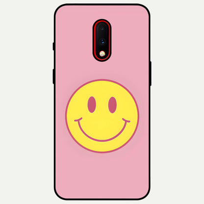  Happy Pink Mood Glass Case For OnePlus 7 back cover – full design glossy printed glass finish
