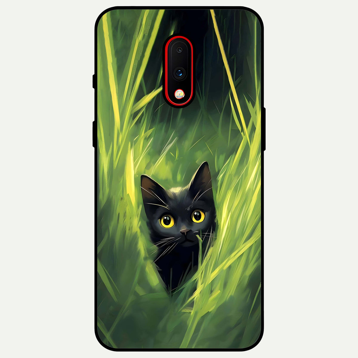  Hidden Cat Whisper Glass Case For OnePlus 7 back cover – full design glossy printed glass finish