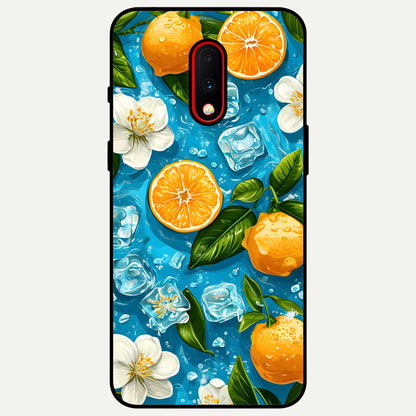  Ice Cube With Orange Glass Case For OnePlus 7 back cover – full design glossy printed glass finish