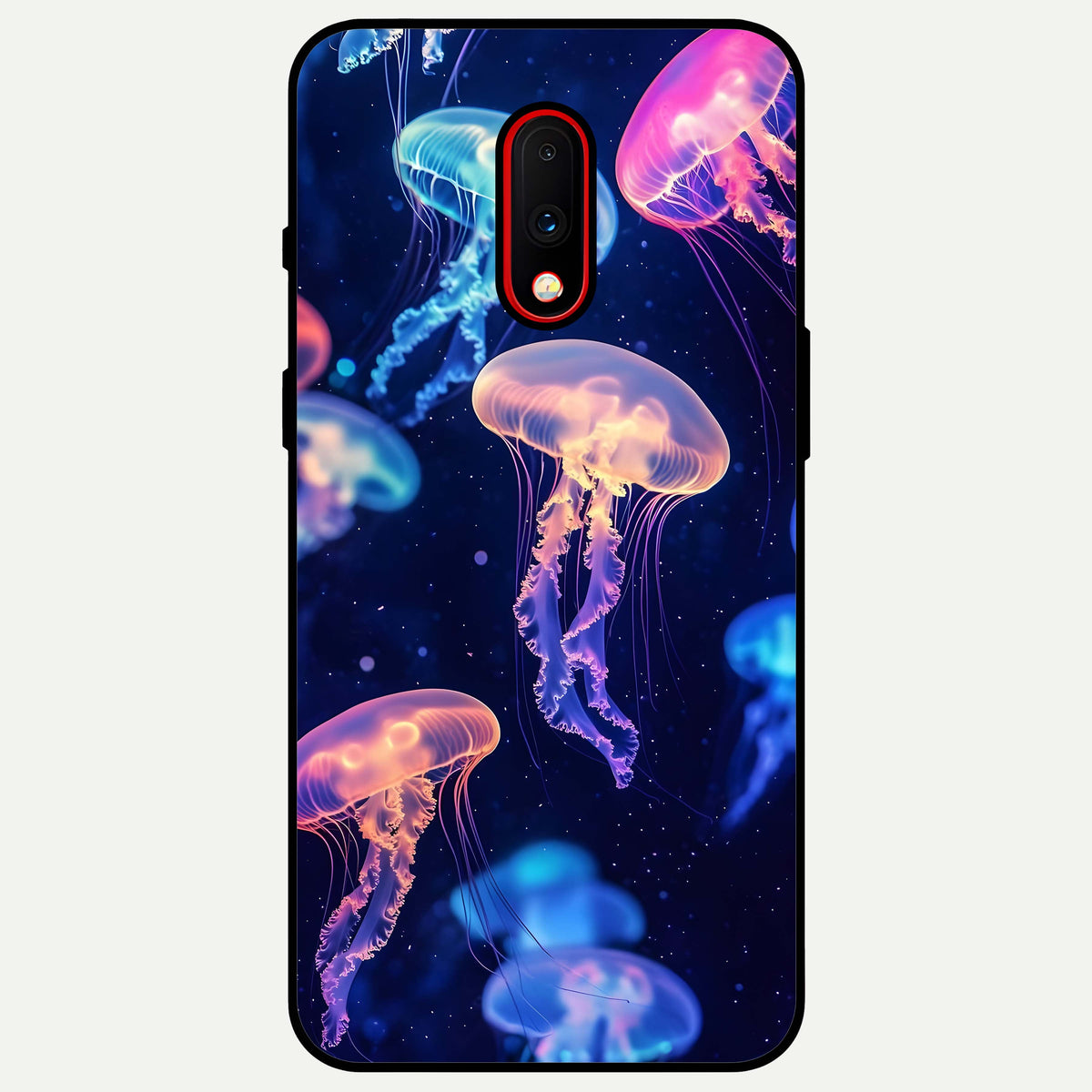  Jellyfish Pattern Glass Case For OnePlus 7 back cover – full design glossy printed glass finish