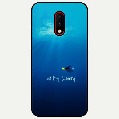 Just Keep Swimming Glass Case For OnePlus 7 back cover – full design glossy printed glass finish