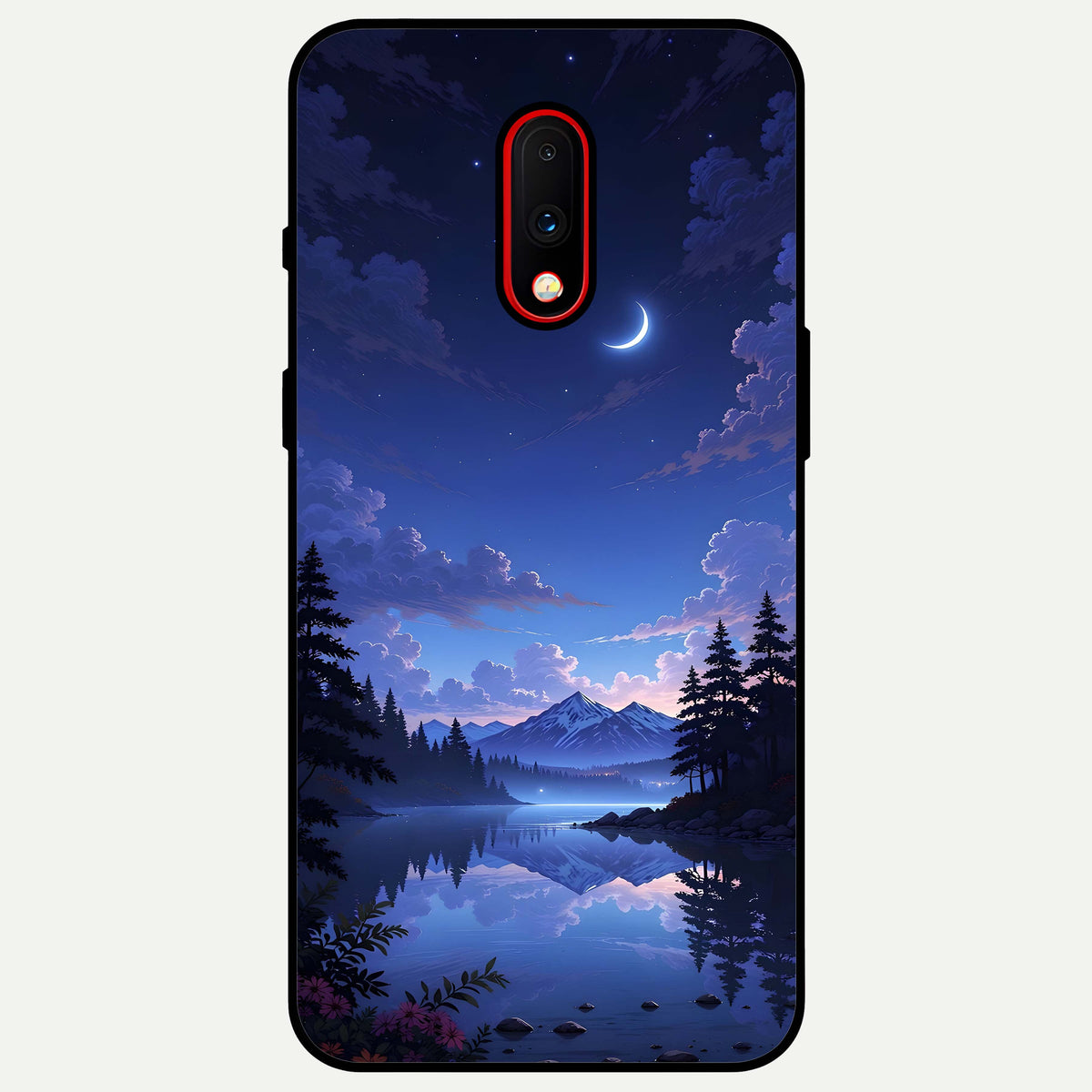  Midnight Lake Peace Glass Case For OnePlus 7 back cover – full design glossy printed glass finish