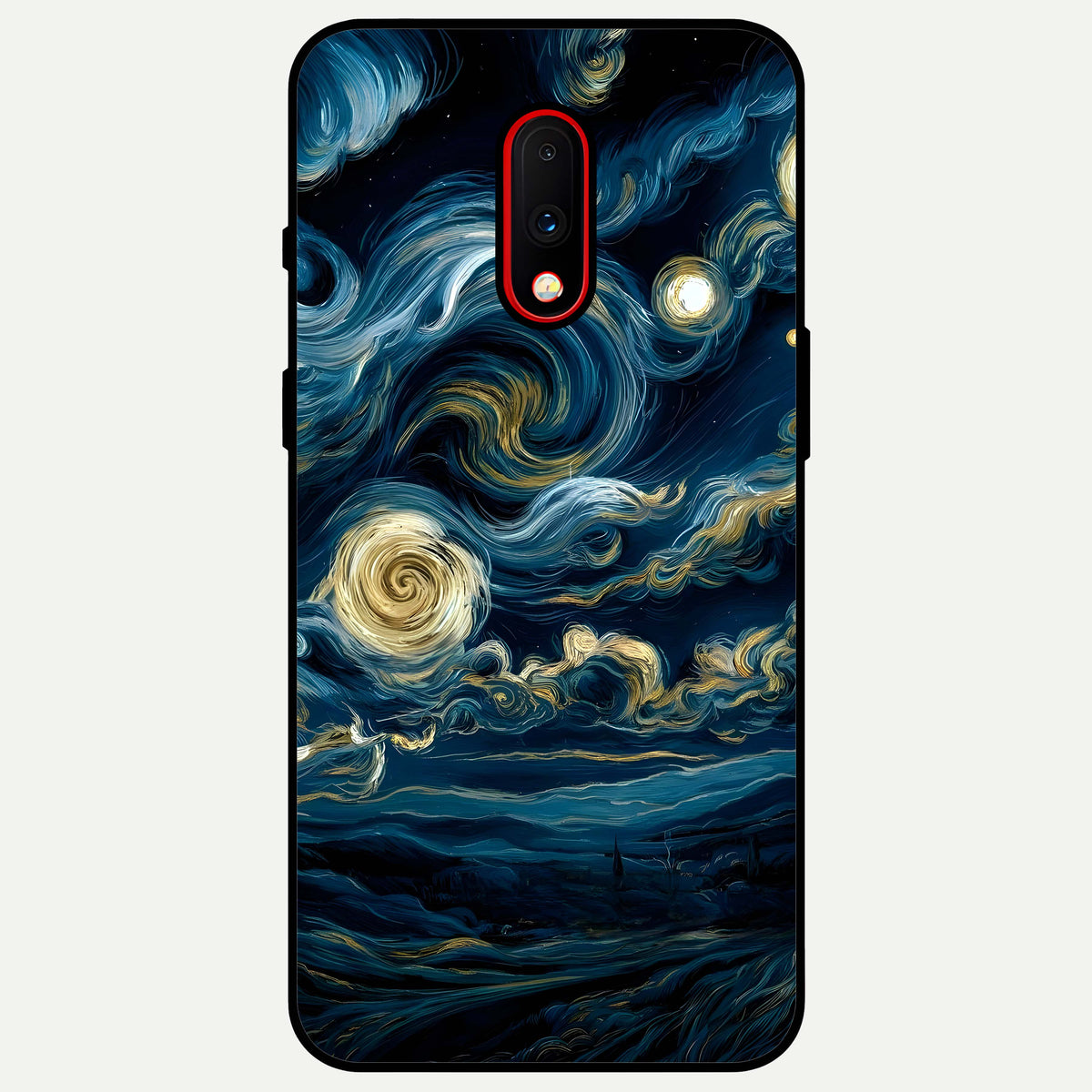  Midnight Sky Whirl Glass Case For OnePlus 7 back cover – full design glossy printed glass finish