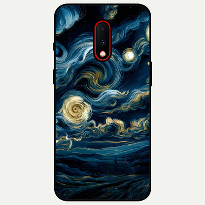  Midnight Sky Whirl Glass Case For OnePlus 7 back cover – full design glossy printed glass finish