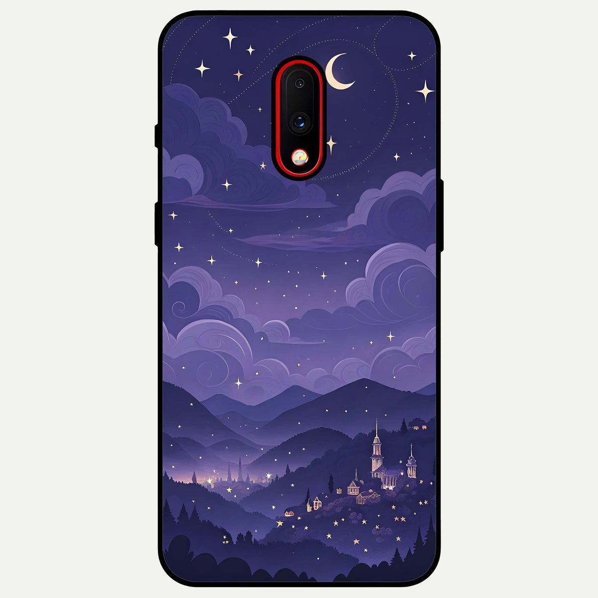  Minimal Night View Glass Case For OnePlus 7 back cover – full design glossy printed glass finish
