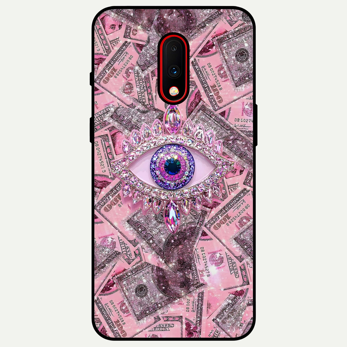  Money Eye Luxe Glass Case For OnePlus 7 back cover – full design glossy printed glass finish