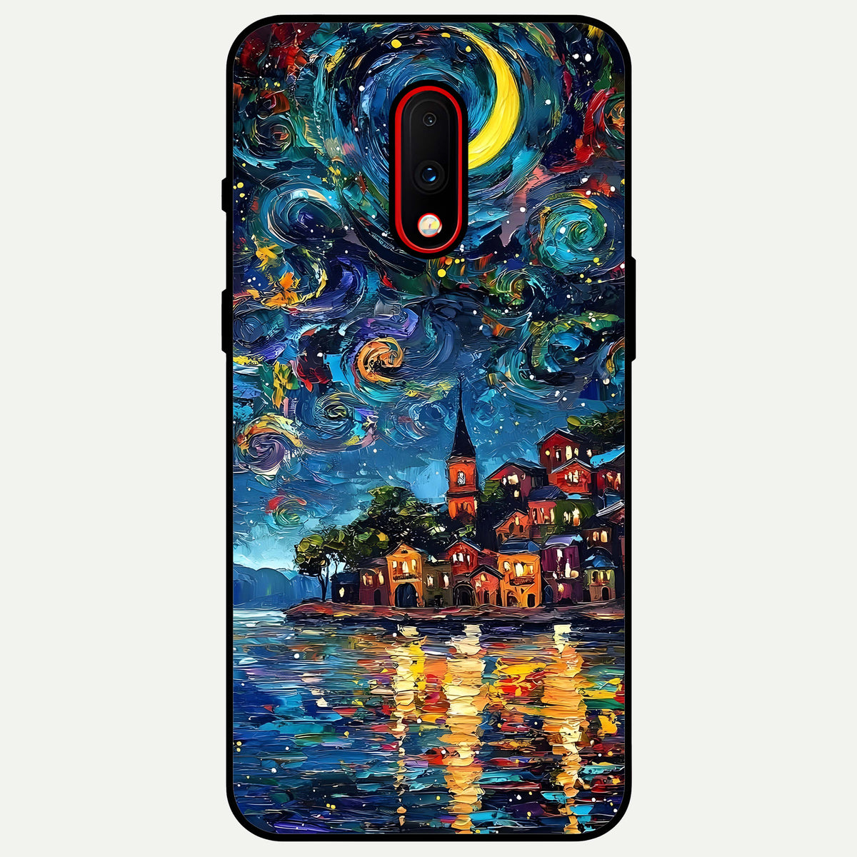  Moonlight Harbor Glow Glass Case For OnePlus 7 back cover – full design glossy printed glass finish
