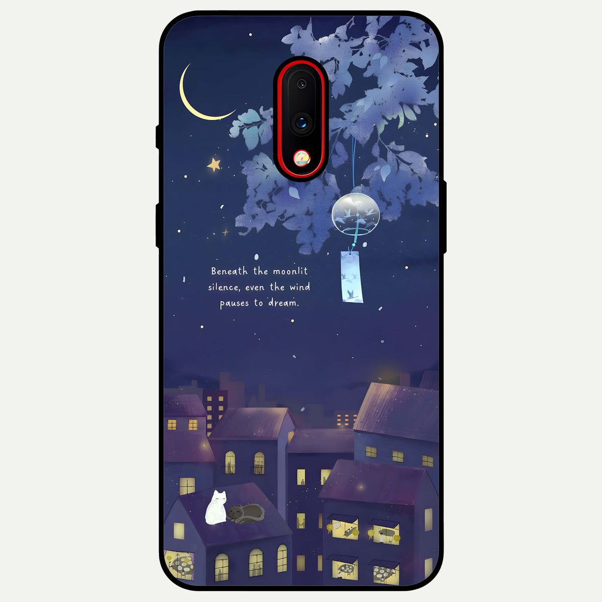  Moonlit Cat Silence Glass Case For OnePlus 7 back cover – full design glossy printed glass finish