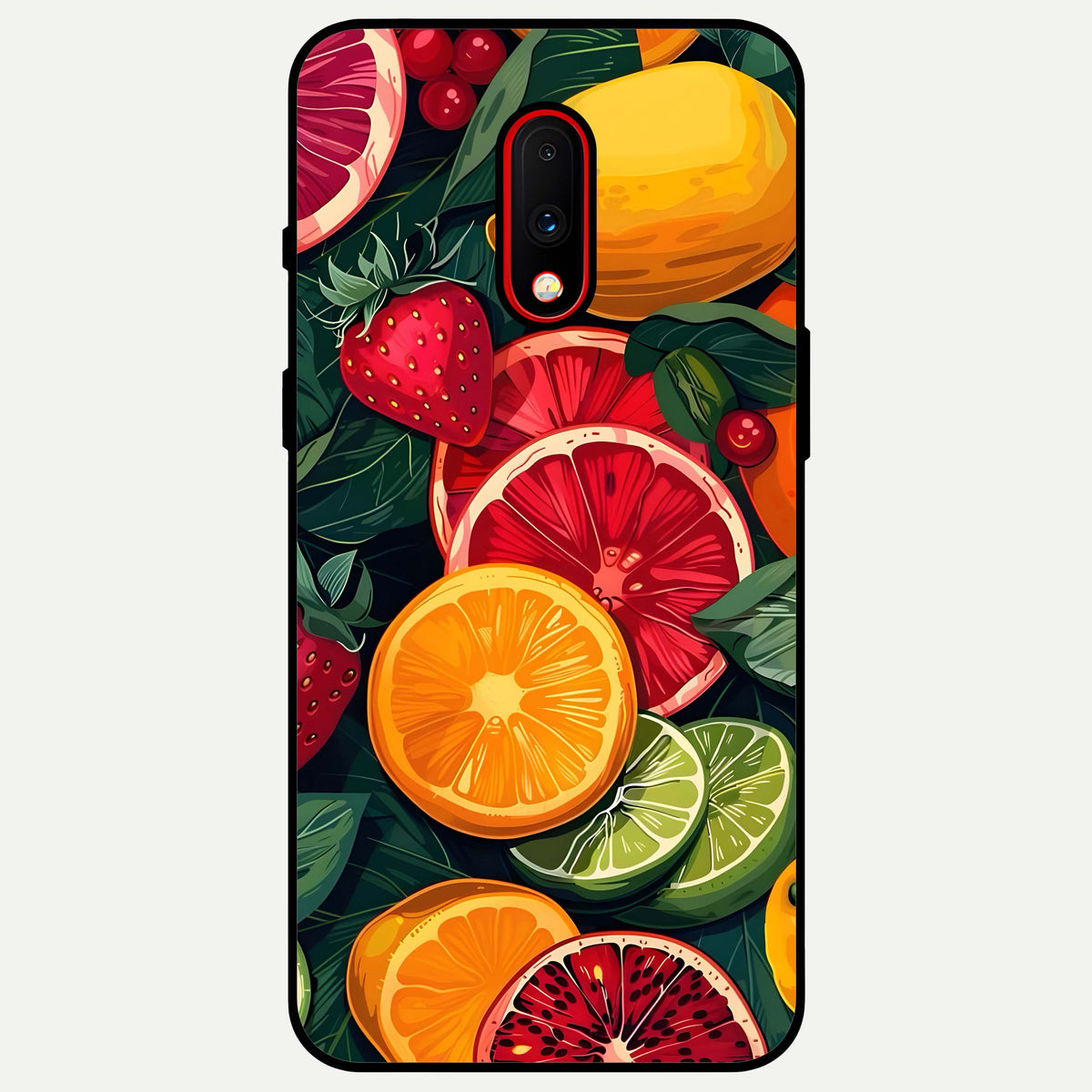  Multiple Fruits Glass Case For OnePlus 7 back cover – full design glossy printed glass finish