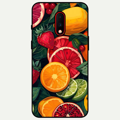  Multiple Fruits Glass Case For OnePlus 7 back cover – full design glossy printed glass finish