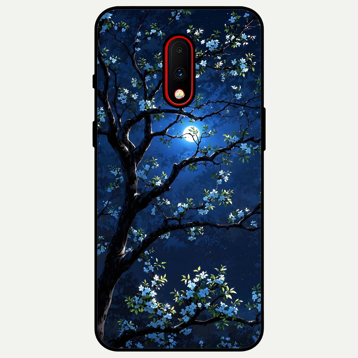  Mystic Floral Night Glass Case For OnePlus 7 back cover – full design glossy printed glass finish