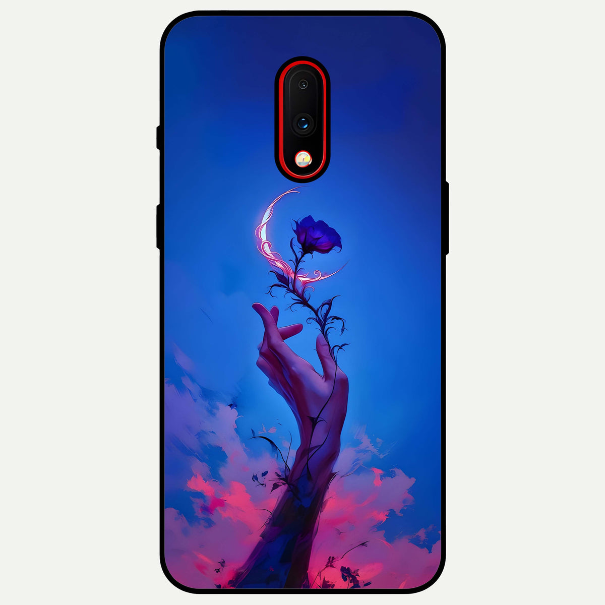  Mystic Hand Glass Case For OnePlus 7 back cover – full design glossy printed glass finish
