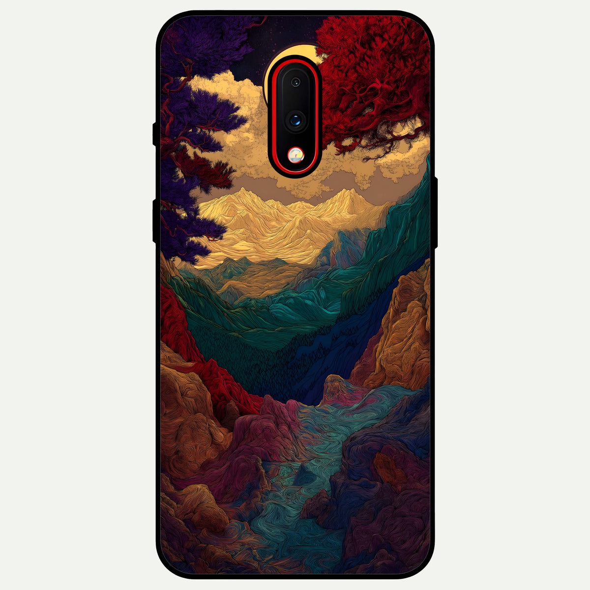  Mystic Valley Light Glass Case For OnePlus 7 back cover – full design glossy printed glass finish
