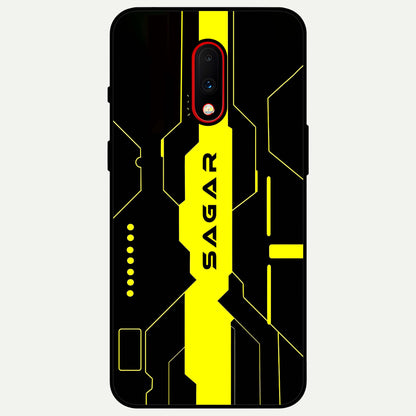  Neon CYBERPUNK Custom Name Glass Case For OnePlus 7 back cover – full design glossy printed glass finish